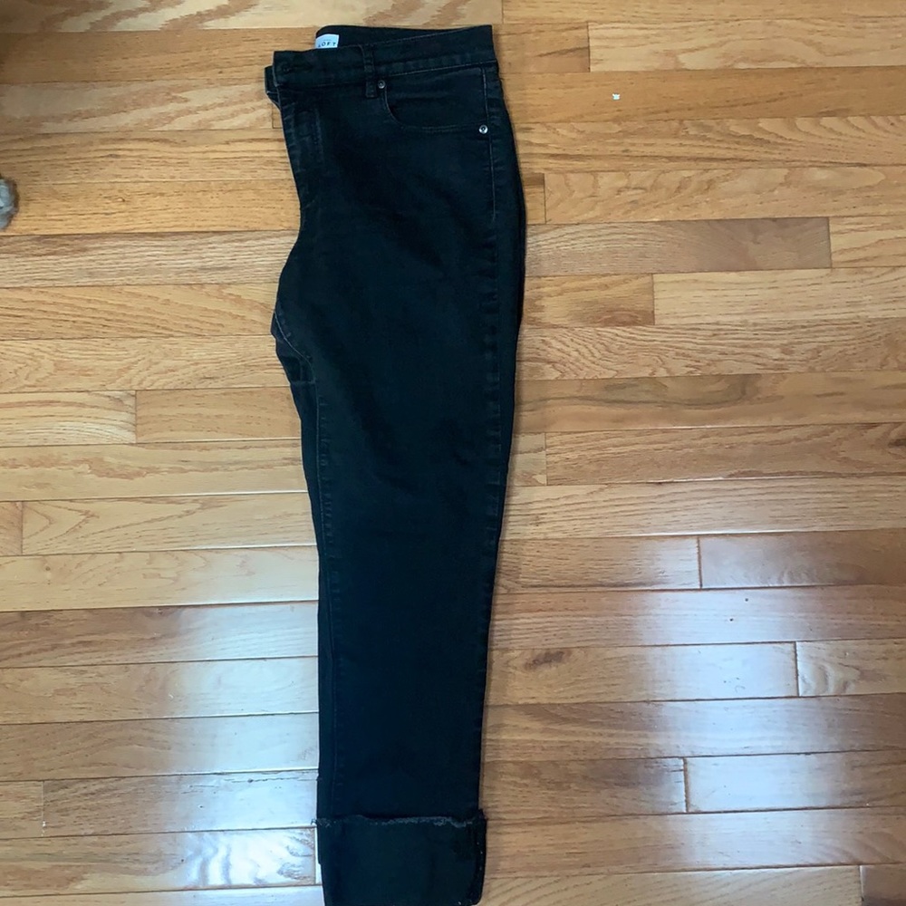 LOFT Modern Straight Black Cuffed Jeans